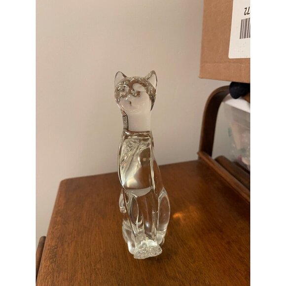 Vintage Clear Glass Cat Figure Egyptian Style 6 Inch Collection - Picture 2 of 8